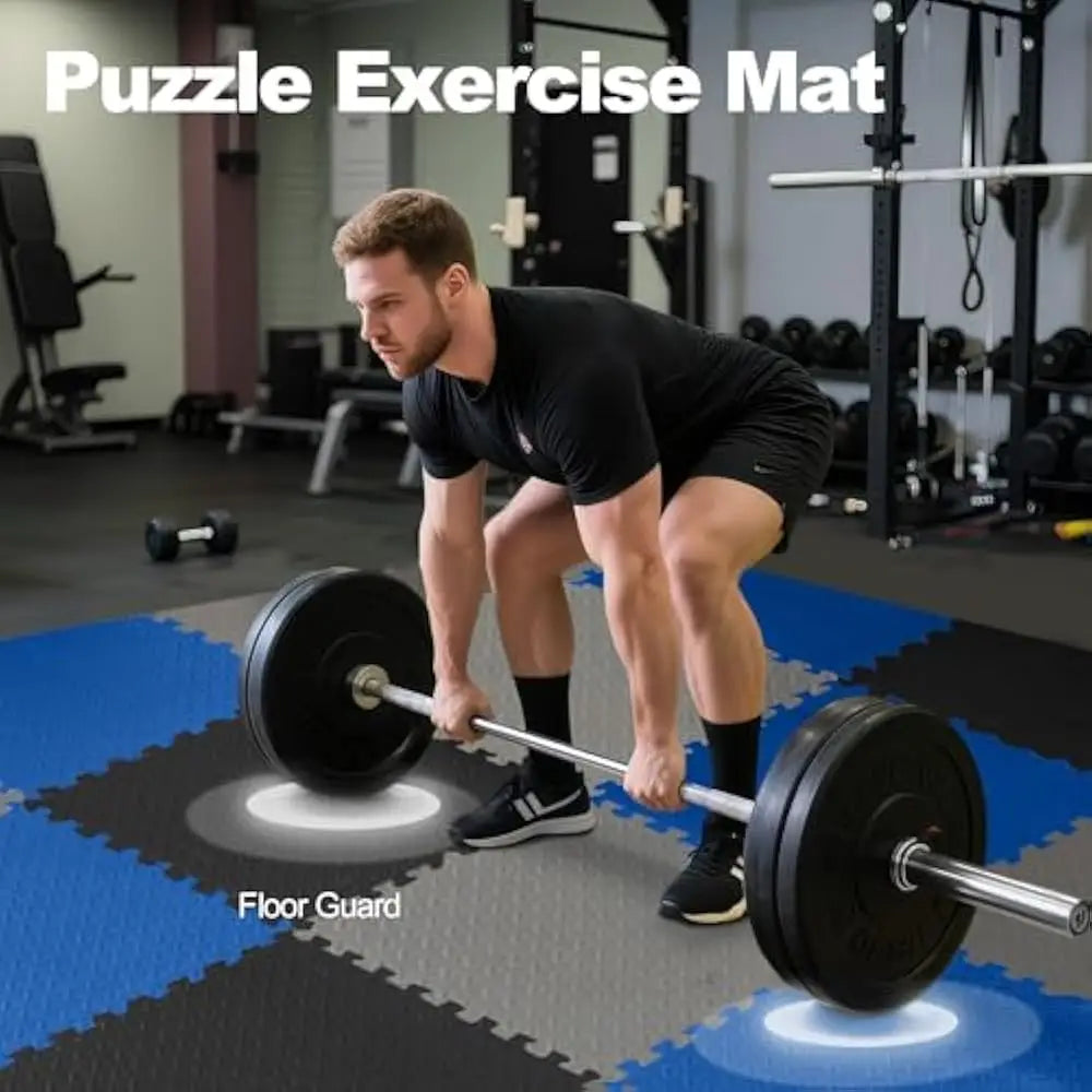 1/2" Flooring Mat, Thick High-Density EVA Interlocking Tiles Workout Mats, 36-Piece Shock-Absorbing Exercise Mat (144 Sq Ft)